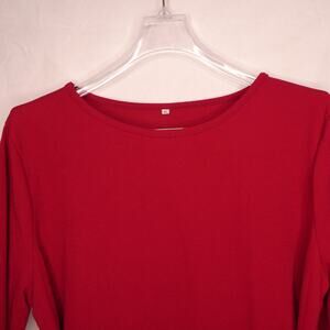 Women's XL Long Sleeve Maroon Dress Attached Belt